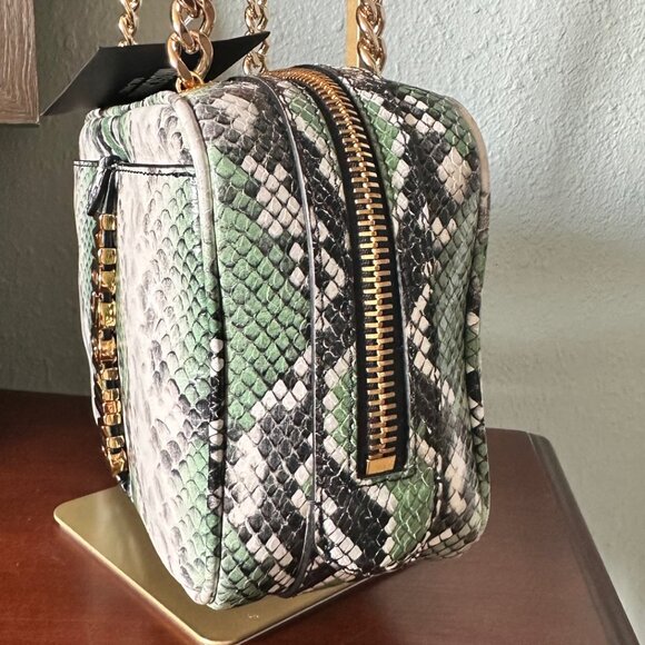 Moschino Logo Snakeskin Print Leather Shoulder Bag - NWT - Picture 4 of 7